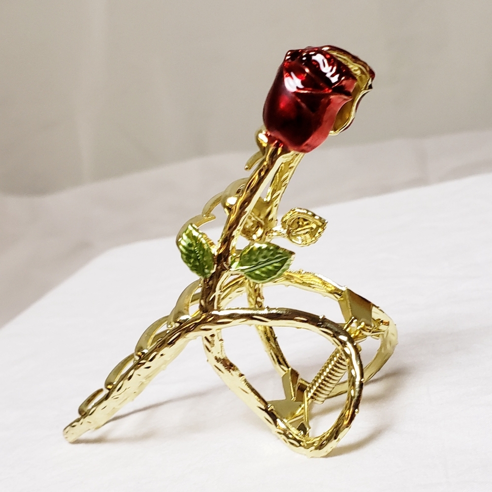 🌹 Giant Red Rose Jaw Hair Clip - Picture 2 of 7